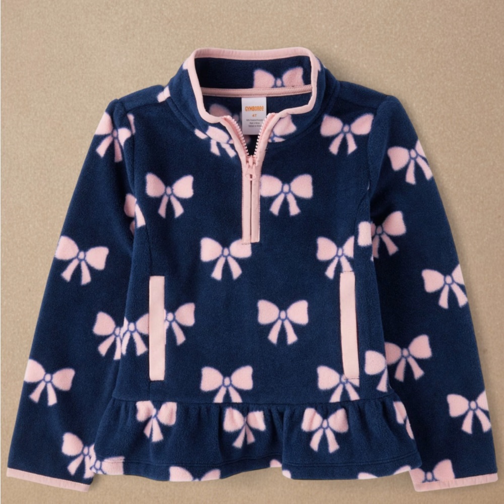 Gymboree Girls Bow Microfleece Half Zip Pullover size 12